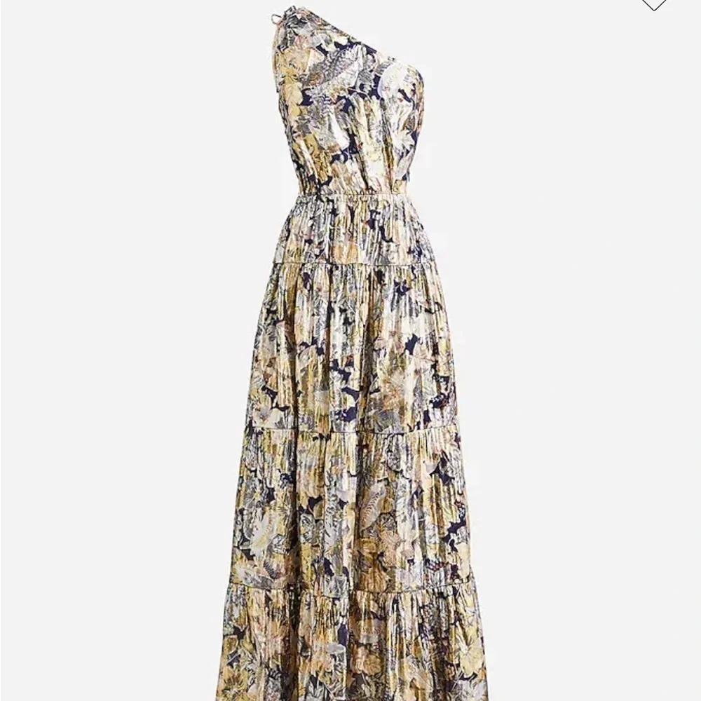 J.Crew Collection One Shoulder Silk / Lurex Dress Size 6